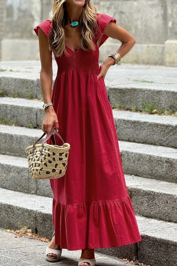 smocked-tiered-cap-sleeve-maxi-dress OhSoStyled - Sophia's Style-1